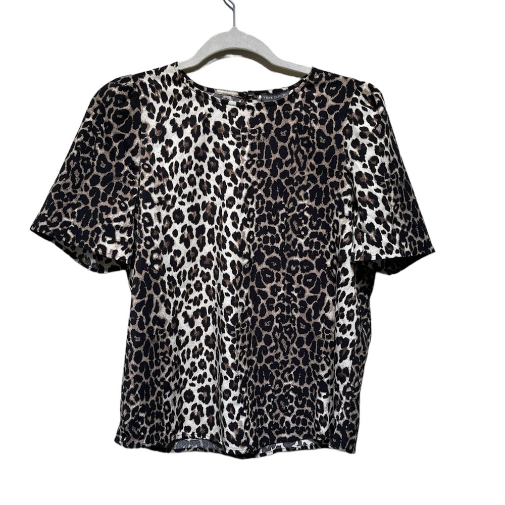VINCE CAMUTO Leopard Print Women’s Blouse  Color Brown White Size Small